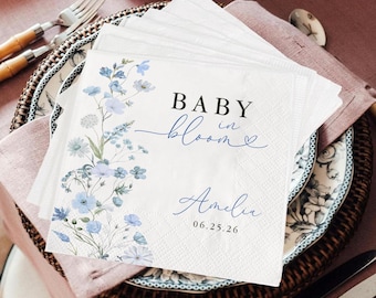 Personalized Baby in Bloom Napkins, Baby Girl Shower Party, Table Decorations