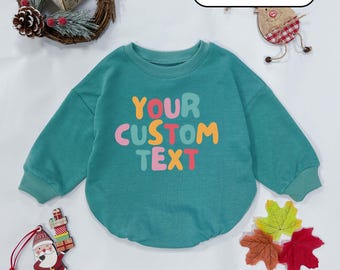 Custom Text Baby Romper: Personalized Oversized Sweatshirt