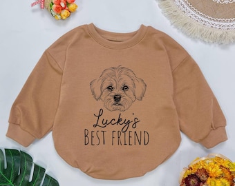 Custom Dog Drawing Baby Romper, Best Friends Outfit, Handmade