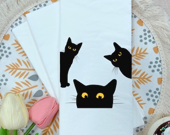 Gästetücher mit schwarzer Katze für Halloween: Lustige Papierservietten für die Party