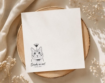 Personalisierte Hochzeitsservietten mit Katzenmotiv, individuelle Dekoration für Tierliebhaber, Getränke als Gastgeschenk