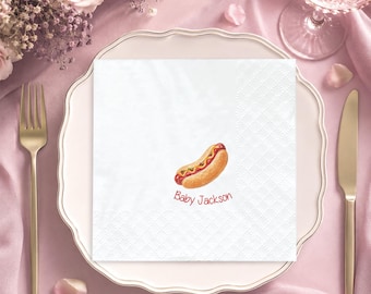 Personalisierte Hot-Dog-Servietten für die Babyparty, Baby-Q-Partydeko, Sommerdeko