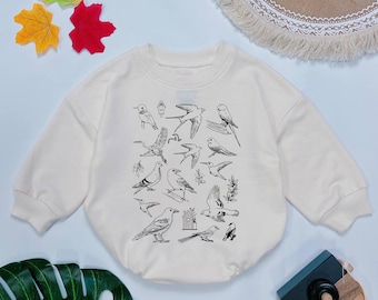 Cute Bird Print Baby Romper, Funny Animal Bodysuit, Baby Shower Gift