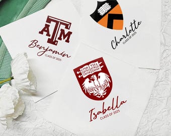 Custom College Logo Napkins, Graduation Party Napkins