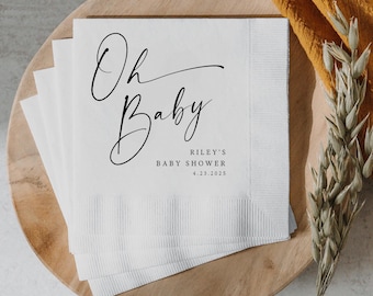 Custom 'Oh Baby' Napkins: Personalized Baby Shower Decor