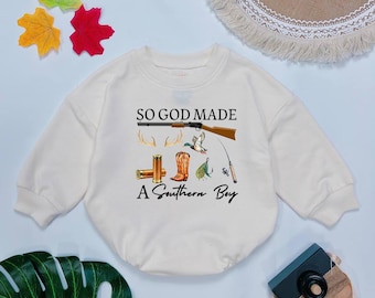So God Made A Southern Boy Baby Romper, Hunting Baby Bodysuit, Baby Shower Gift, Baby Boy Clothes, Ducks Deer Fishing, Mallard Duck