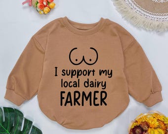 Dairy Farmer Baby Romper: Minimalist New Mom Outfit