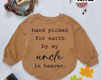Hand picked for Earth by my uncle in Heaven baby Romper, Handpicked Baby Bodysuit, Baby Announcement, newborn clothes, baby shower gift