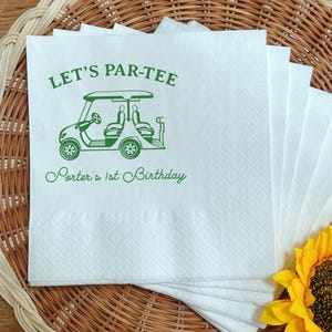 Personalized Golf 1st Birthday Napkins, Let&#39;s Par Tee Napkins, Golf Theme Party Napkins, Masters Golf Napkins, Golf Birthday Beverage Napkin