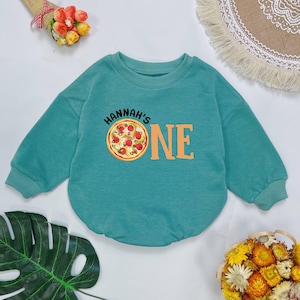 Pizza First Birthday Baby Romper: Handmade 1st Birthday Bodysuit