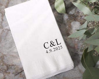 Personalized Wedding Napkins: Custom Monogram, Pet Illustration