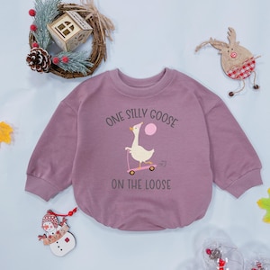 One Silly Goose Birthday Bubble Romper, 1st Birthday Silly Goose Bodysuit, Girl Silly Goose Birthday, Baby Outfits, Baby Birthday Outfits