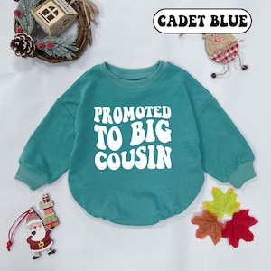 Promoted To Big Cousin Romper Sweatshirt, Big Cousin Bodysuit, Cool Cousin Club baby Outfits, Minimalist Baby Clothes, Baby Announcement
