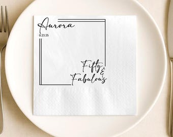 Personalized 50th Birthday Napkins, Custom Party Decor