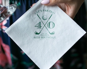 Personalized Golf Birthday Napkins: Custom Party Decor