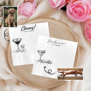 Custom Pet Portrait Cocktail Napkins: Personalized Wedding Decor