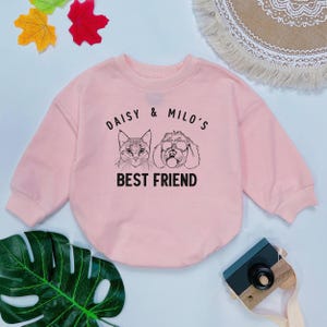 Custom Pet Portrait Bubble Romper, Dog Name Baby Clothes, Protect by Pet Baby Outfits, Custom Dogs, New Best Friends, Pet Lover Outfits