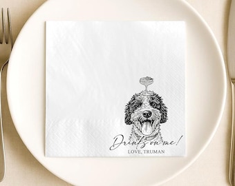 Personalized Dog Portrait Beverage Napkins, Custom Pet Wedding Napkins