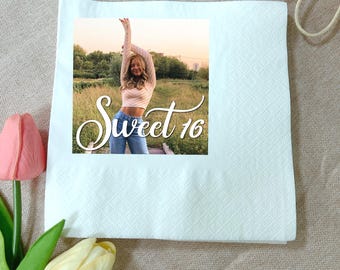 Custom Photo Napkins, Personalized Wedding, Luncheon Dinner