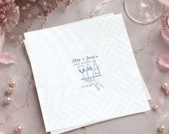 Personalisierte Cocktailservietten für die Babyparty, Dekorationen für die „Sip Sip Hurra“-Party