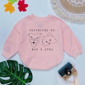 Personalized Dogs Protected By Bubble Romper, New Best Friend baby, Custom Dog Best Friend, Going Home to Meet My Pups, Baby shower gift