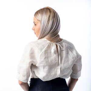 White Cotton Peasant Blouse: Renaissance Cottagecore Top