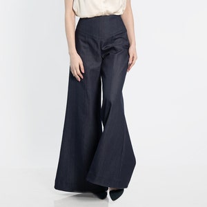 Wide Leg Jeans for Women, Plus Size Clothing, Dark Blue Denim Trousers, High Quality & Stylish, Comfy Long Pants