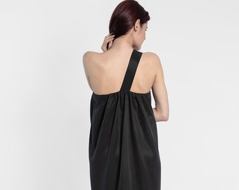 Robe noire à épaules dénudées, Robe une épaule, Robe sexy, Robe longue, Robe paysanne, Robe femme noire, Robe d'été, Atelier, Tissus confortables