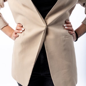 Blazer leggero in cotone da donna – Elegante giacca beige da indossare tutti i giorni