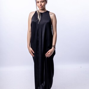 Woman black silk  dress
