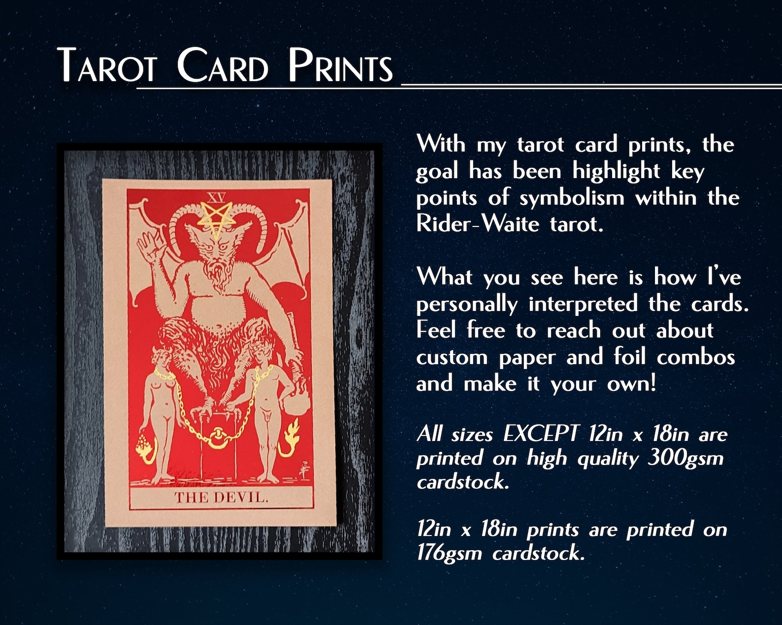 The Devil - Rider Waite Tarot RWS Foil Art Print & Card Replica - Etsy