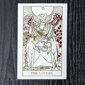 Réplica de tarjeta e impresión artística en papel de aluminio de la baraja del Tarot Rider Waite RWS de Los amantes