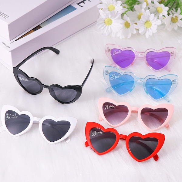 Heart Frames Sunglasses for Hens Party|Bachelorette Party,Bridesmaid Gift,Bridal Shower Supplies,Bride- to- Be,Bridesmaid Proposal