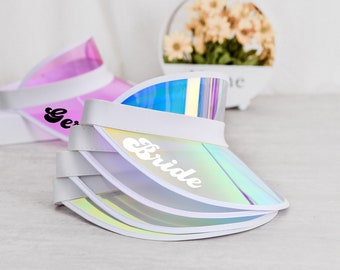 Personalized Holographic Visors,Beach Bachelorette Gifts,Pool Party Favors,Beach Wedding Gift,Bridesmaids Hat,Bachelorette Party Sun Visors
