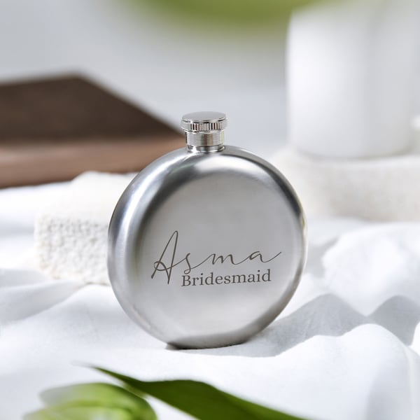 Personalise Premium Stainless Steel Flask,Stylish Personalized Gift for Her,Customized Round Flask,Women's Wedding Party Gifts
