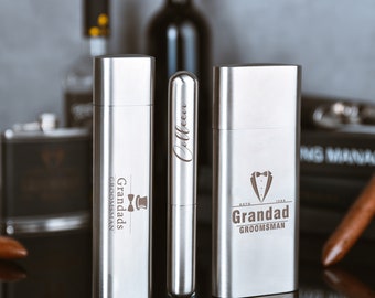 Customized cigar flask three-in-one,Perfect Gift for Groomsmen and Cigar Connoisseurs,Ultimate Cigar Flask Set,Sleek and Stylish Cigar Flask