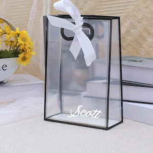 Eco-friendly Personalized Gift Handbag, Frosted Clear Shopping Bag, Bridal Shower Keepsake, Bridesmaid Souvenir Gift Bag image 7