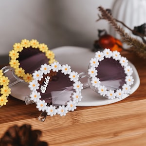 Customized Flower Sunglasses for Kids and aldult,Thoughtful Gift for Flower Girls,Trendy Sunglasses for Wedding Guests of All Ages