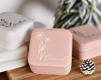 personalise Jewelry Box Compact and Portable  - Elegant Bridesmaid Gift - Ideal for Organizing Necklace, Bracelet, and Earring Collections