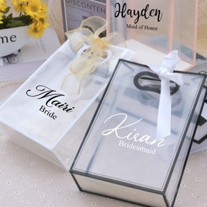 Eco-friendly Personalized Gift Handbag, Frosted Clear Shopping Bag, Bridal Shower Keepsake, Bridesmaid Souvenir Gift Bag