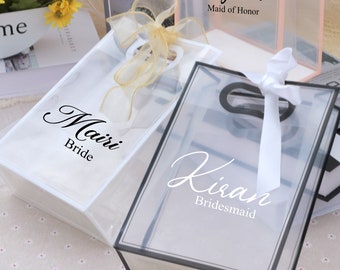 Eco-friendly Personalized Gift Handbag, Frosted Clear Shopping Bag, Bridal Shower Keepsake, Bridesmaid Souvenir Gift Bag