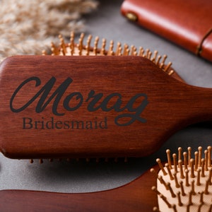 Personalized Vintage Wooden Paddle Hairbrush,Anti-Static Hair Comb, and Scalp Massager,Custom Bridesmaid Hair Combs,Bridesmaid Gifts image 7