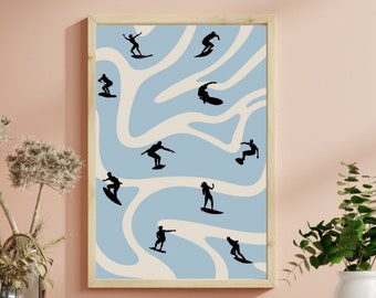 Retro Surf Wall Art DRUCKBAR, Wandkunst, Grafikdruck, Surf Poster, Vintage Surf Poster, Surfer Druck DIGITAL DOWNLOAD
