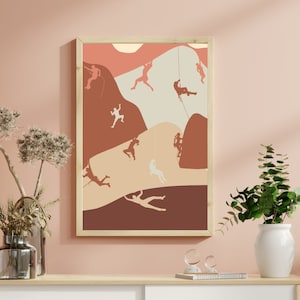 Retro Rock Climbing Wall Art PRINTABLE, Rock Climber Gift, Gunks, Modern Hiking, Retro Climbing, Vintage Bouldering Art, Bouldering