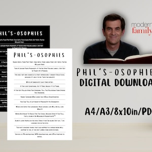 PHIL'S-OSOPHY Imprimible, Citas de Phil Dunphy de Modern Family, Lecciones de vida de Phil Dunphy, Descarga digital