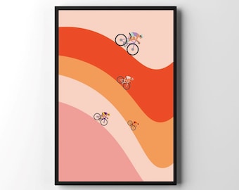 Retro Bike Wall Art PRINTABLE, Wall Art, Graphic Print, Bike Poster, Vintage Bike Poster, Mountain Bike Wall Art, DIGITAL DOWNLOAD