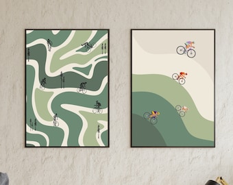 Retro Cycling Wall Art PRINTABLE, Cyclist Graphic Print, Bike Poster, Vintage Bike Poster, Bike Wall Art, DIGITAL DOWNLOAD