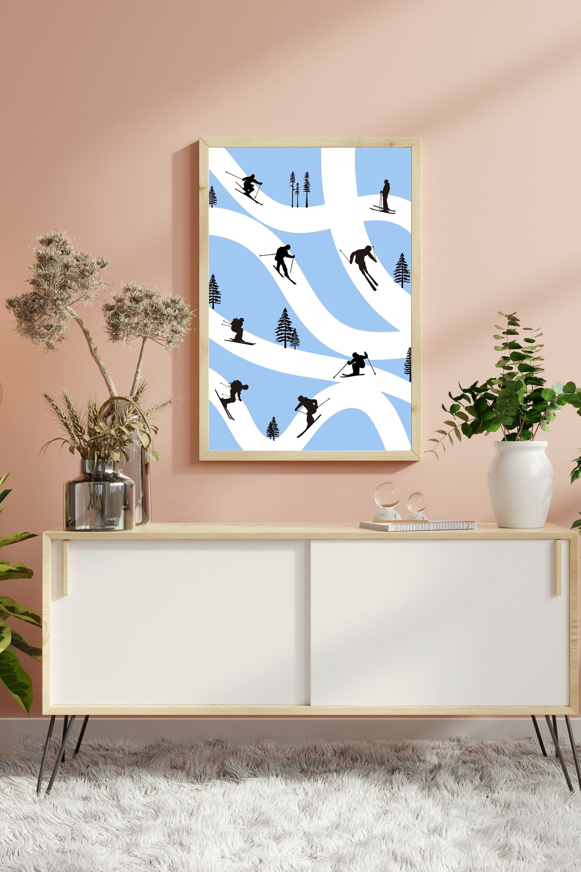 Retro Ski Wall Art PRINTABLE, Wall Art, Graphic Print, Ski Poster ...