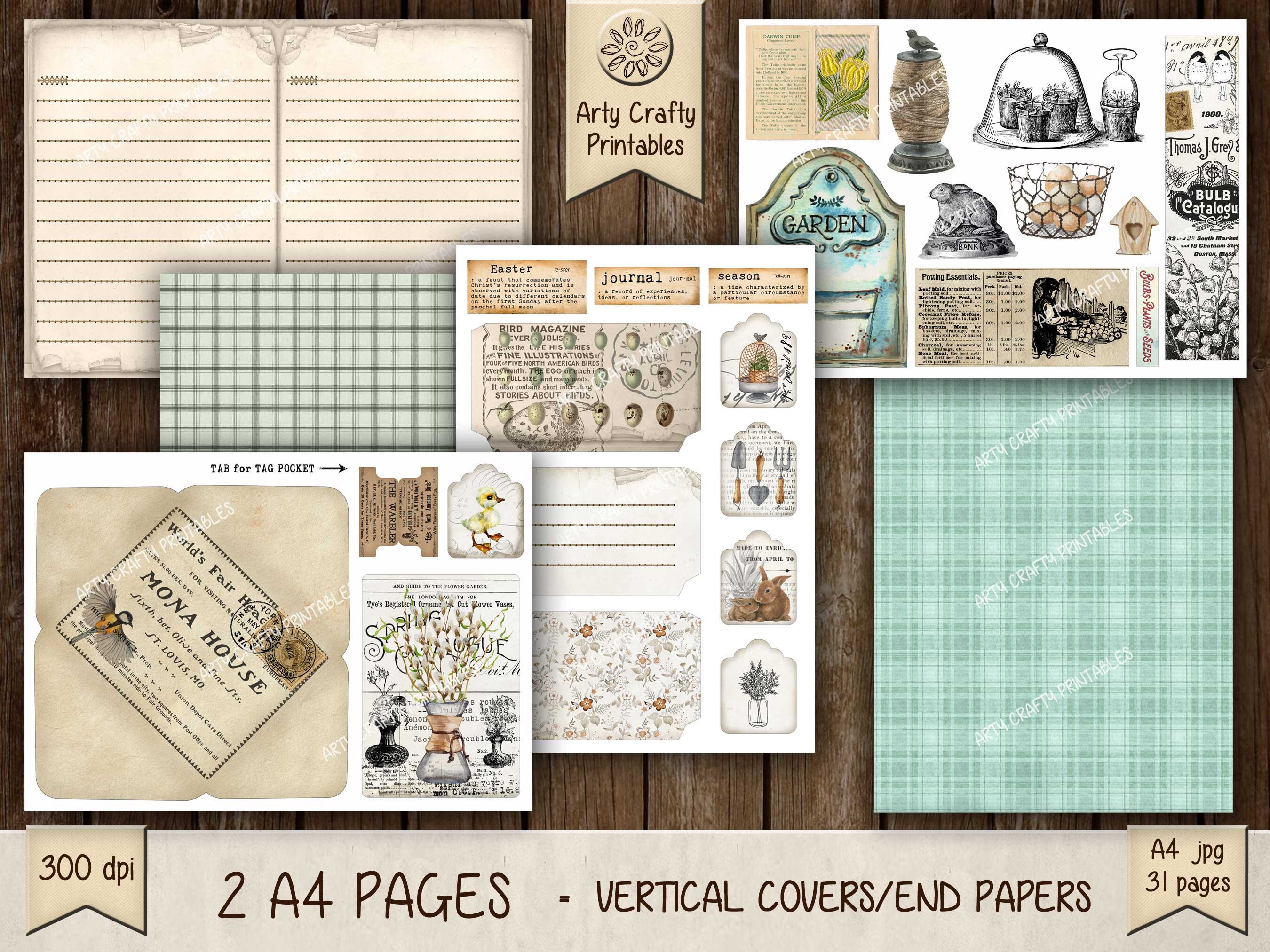 Rustic Spring 31 Page Junk Journal Printable Mini Kit, Easter, Bunny ...