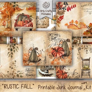 Mini kit stampabile del diario spazzatura di 27 pagine rustico autunnale, autunno, zucche, foglie, stagionale, stile vintage, DOWNLOAD DIGITALE
